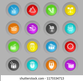 rhythm instruments colored plastic round buttons web icons for user interface design