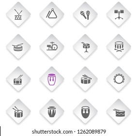 rhythm instruments flat rhombus web icons for user interface design