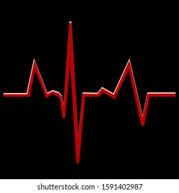 In Rhythm of Love. Simple Pulse Illystration. Heart Pulse on Cardio Monitor. Vector Illustration