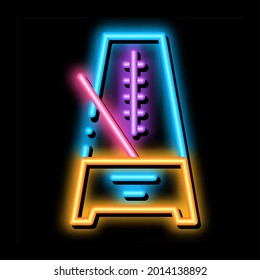 rhythm metronome neon light sign vector. Glowing bright icon rhythm metronome sign. transparent symbol illustration