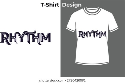 Ilustración vectorial de la camiseta de la tipografía musical del ritmo, diseño púrpura del texto con las notas que fluyen para la melodía de la canción, la danza, y los temas audio.