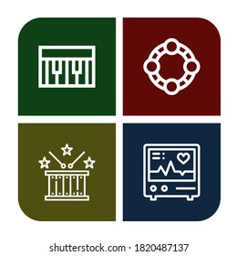 ajuste de iconos de ritmo simple. Contiene íconos como Piano, Tambourina, Tambor, Electrocardiograma, que se pueden usar para web, móvil y logotipo