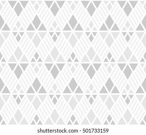 Rhythm soft gray argyle and diagonal stripes line seamless pattern background.