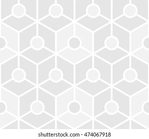 Rhythm soft gray color circle in hexagon seamless pattern background vector.