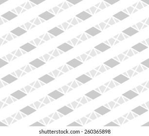 Rhythm soft gray color diagonal stripe line seamless pattern background vector. Connecting geometric shapes with rhombus, diamond and triangle.