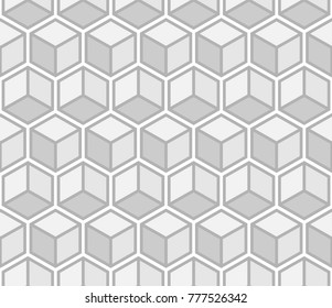 Rhythm soft gray color seamless  cube pattern with hexagonal ornament, Vector illustration