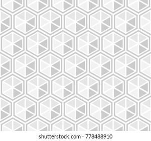 Rhythm soft gray color seamless hexagonal ornament pattern with triangle, Vector illustration