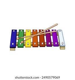 rhythm xylophone cartoon. creative stick, wood music, wooden play rhythm xylophone sign. isolated symbol vector illustration