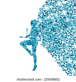 Rhythmic art gymnastics woman with clubs vector background concept