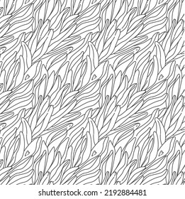 Rhythmic black and white pattern with leaves