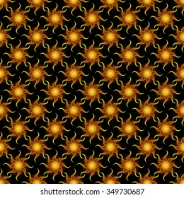 rhythmic cosmic seamless pattern with sun use gradient, opacity masks, clipping mask, vector