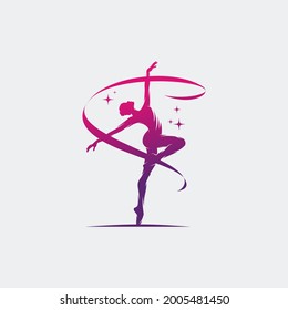 Rhythmic gymnast in professional arena logo