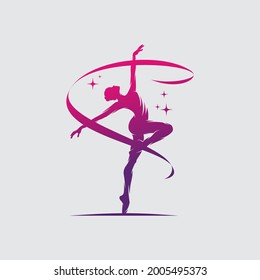 Rhythmic gymnast in professional arena logo