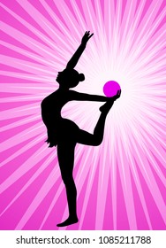 rhythmic gymnast silhouette on the abstract background - vector