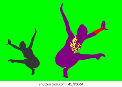 Rhythmic gymnast silhouette - vector