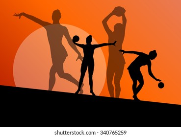 Rhythmic gymnast woman with ball vector abstract background concept