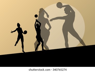 Rhythmic gymnast woman with ball vector abstract background concept