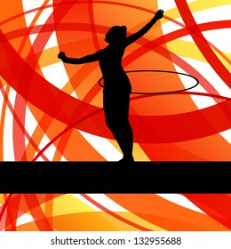 Rhythmic gymnastic background woman with hoop ring vector