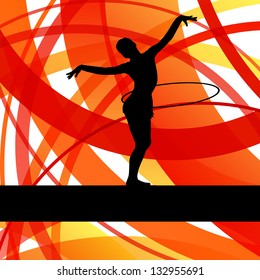 Rhythmic gymnastic background woman with hoop ring vector