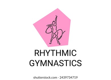 Rhythmische Gymnastik Sport Vektor Linie Ikone. Üben Gymnastik. Sport Piktogramm, Vektor-Illustration.