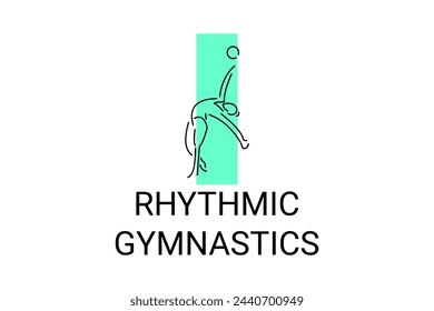 Rhythmic gymnastic sport vector line icon. practice gymnastic. sport pictogram, vector illustration.