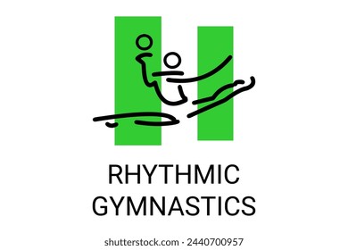 Rhythmic gymnastic sport vector line icon. practice gymnastic. sport pictogram, vector illustration.