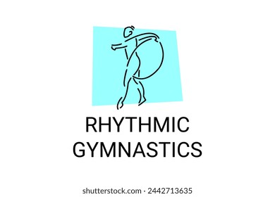 Rhythmic gymnastic sport vector line icon. practice gymnastic. sport pictogram, vector illustration