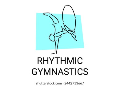 Rhythmic gymnastic sport vector line icon. practice gymnastic. sport pictogram, vector illustration