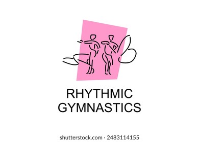 Icono de la línea de Vector deportivo rítmico. practica gimnasia. pictograma deportivo, Ilustración vectorial.