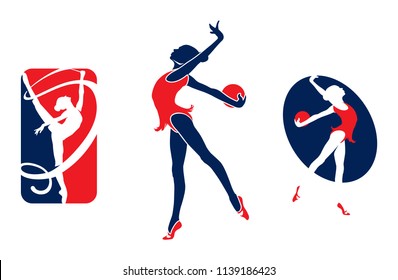 Rhythmic gymnastic sportsmen, sports icons, sports logos.illustration.