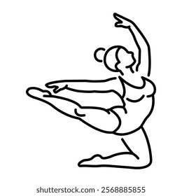 Rhythmic gymnastic woman icon in linear style 