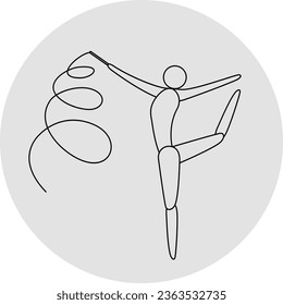 Rhythmic gymnastics competition icon. Sport sign. Line art.