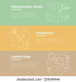 Rhythmic gymnastics concept made in modern linear vector style. Perfect illustration for banner or flyer collection. Sport and fitness vector.