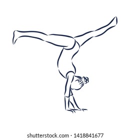 Rhythmic gymnastics, contour vector illustration 