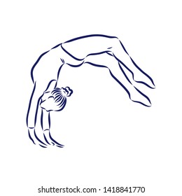 Rhythmic gymnastics, contour vector illustration 