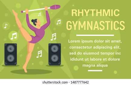 Rhythmic gymnastics dance music concept banner. Flat illustration of rhythmic gymnastics dance music vector concept banner for web design