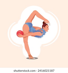 Rhythmic gymnastics girl with a ball. Vector silhouette of a dancer on a white background