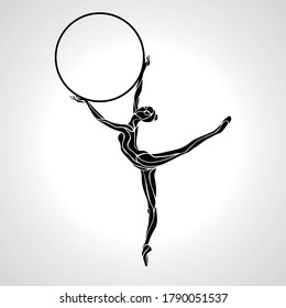 Rhythmic Gymnastics Girl with Hoop Silhouette vector