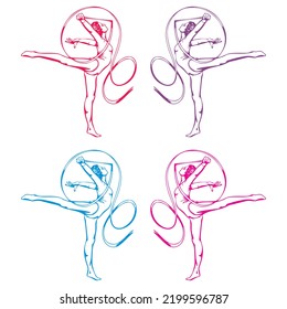 Rhythmic Gymnastics Girl With Ribbon Vector Illustration
