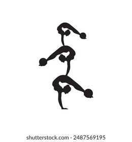 Rhythmic gymnastics girls with ball pyramid sign