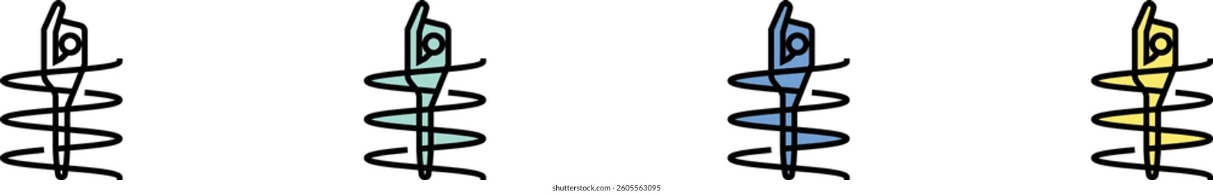 rhythmic gymnastics icon. Outline, Green, Blue and Yellow Style Design Isolated On White Background