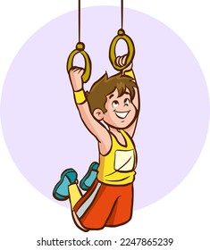 Rhythmic gymnastics. Kids Artistic gymnastics Still rings cartoon vector