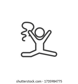 Rhythmic gymnastics line icon. linear style sign for mobile concept and web design. Gymnastic dance with ribbon outline vector icon. Symbol, logo illustration. Vector graphics