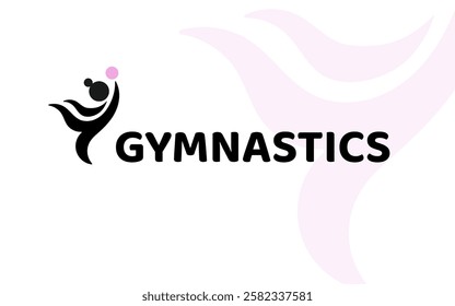 Rhythmic Gymnastics logo with, dance concept. Sport success icon of a girl with ball, design inspiration