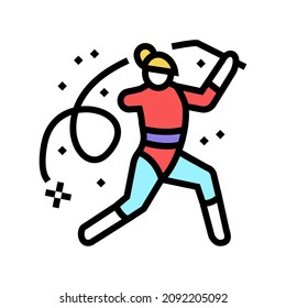 rhythmic gymnastics person with a disability athlete color icon vector. rhythmic gymnastics person with a disability athlete sign. isolated symbol illustration