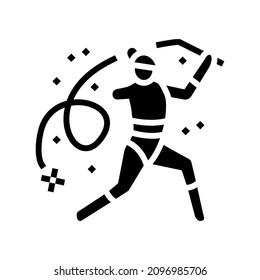 rhythmic gymnastics person with a disability athlete glyph icon vector. rhythmic gymnastics person with a disability athlete sign. isolated contour symbol black illustration