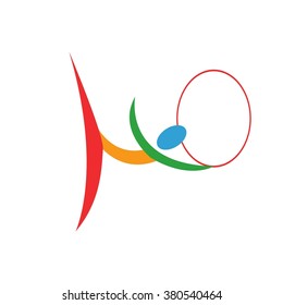 Rhythmic Gymnastics pictogram in blue, red, green and yellow summer color