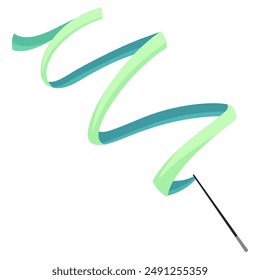 Rhythmic gymnastics ribbon on a stick. Apparatus for floor performance. Sports equipment