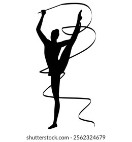 Rhythmic Gymnastics Silhouette Graceful Athlete Pose