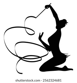 Rhythmic Gymnastics Silhouette Graceful Athlete Pose